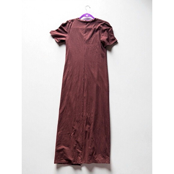 Lilla P Brown Maxi Dress XS V-Neck Short Sleeve Soft Jersey Minimalist Chic - Picture 16 of 16